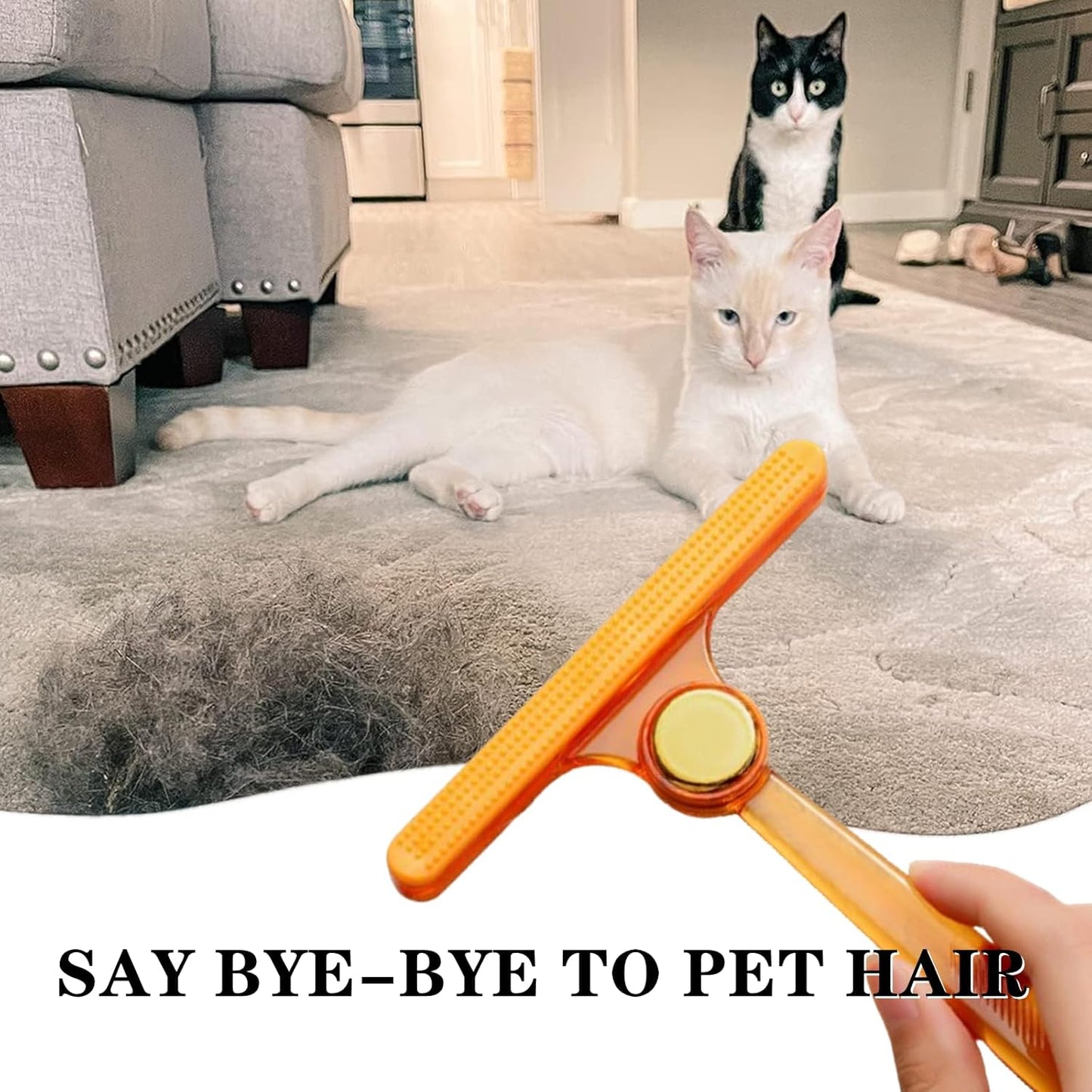 2 Pcs Dog Cat Hair Remover Tool Professional Carpet Fur Removal Tool Brush for Carpet, Car Mat, Clothes, Couch, Pet Bed, Cat Tree, Furniture(Yellow, Green)