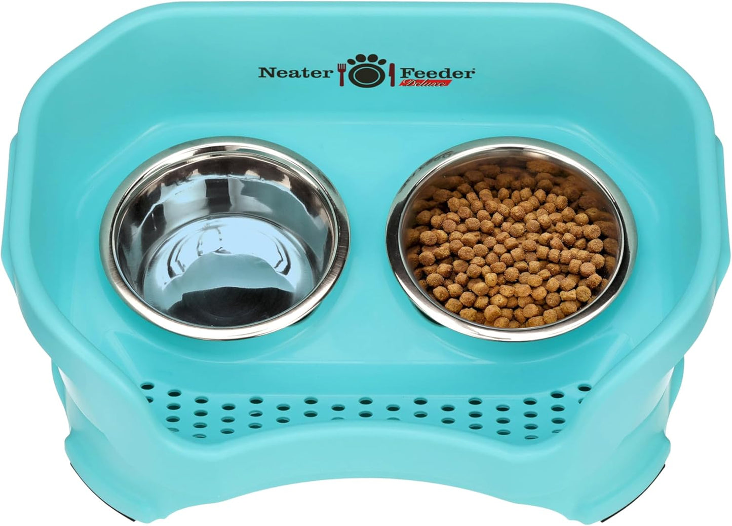 Neater Pet Brands Neater Feeder Deluxe Mess Proof Dog Bowls Elevated for Large Dogs Over 40 lbs, Made in USA, No Spill Raised Dog Food Bowl Stand Feeding Station, Food and Water Bowl Set, Black