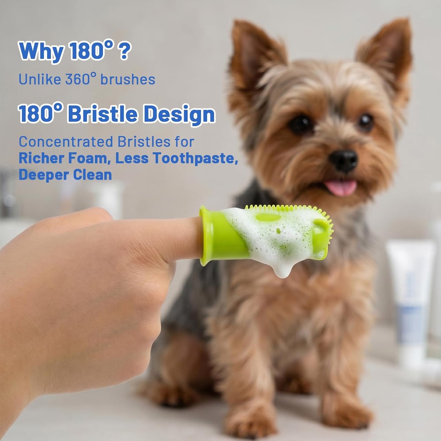 2-Pack Dog Finger Toothbrush, 180° Finger Toothbrush for Dogs Silicone, Dog Toothbrush for Teeth Cleaning & Dental Care, Dog Tooth Brushing Kit for Medium & Large Pets