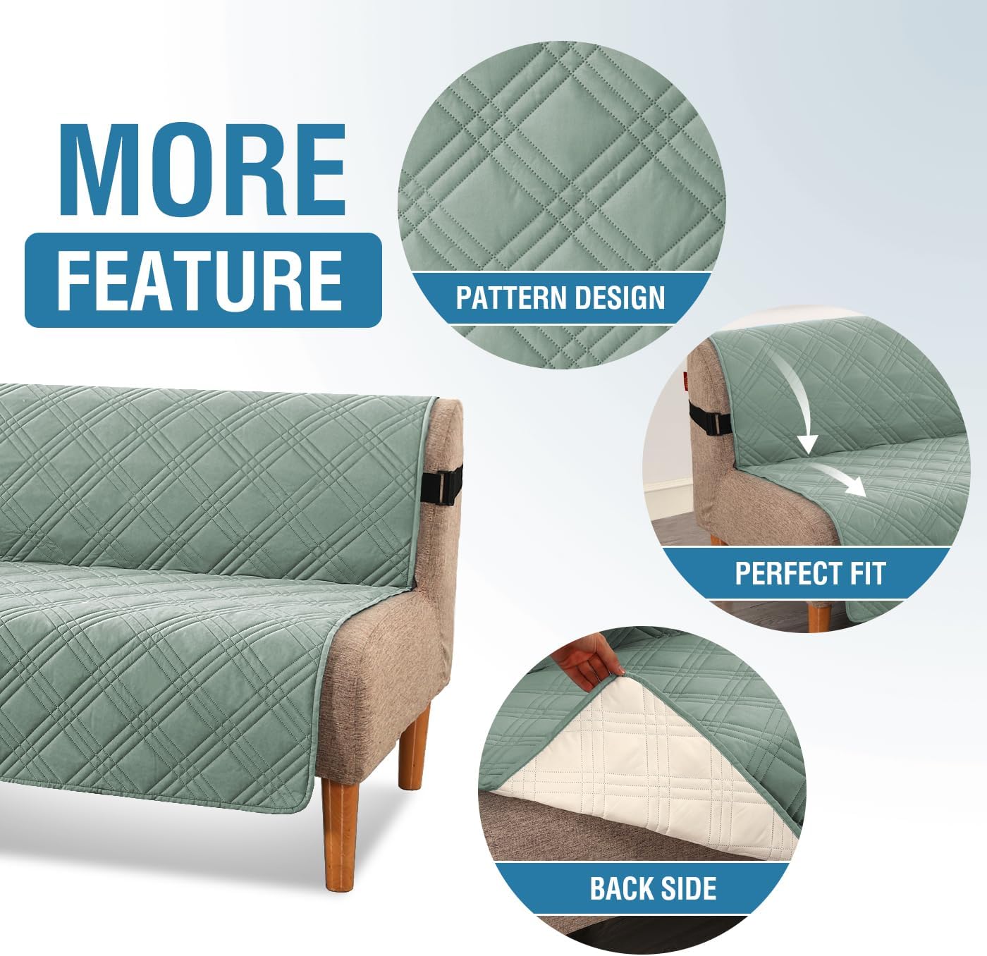 H.VERSAILTEX 100% Waterproof Slipcovers for Couches and Sofas Modern Pet Couch Cover Thick Soft Furniture Protector with Elastic Straps(Sofa, Lily Pad/Beige)
