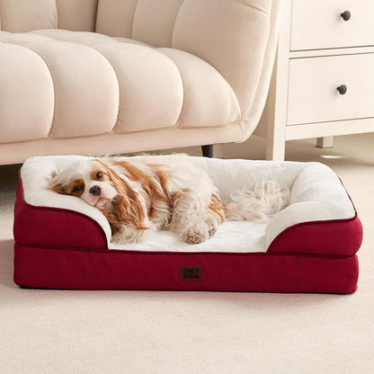 EHEYCIGA Orthopedic Dog Beds for Extra Large Dogs 44x32Inch, Waterproof Memory Foam XL Pet Bed with Sides, Non-Slip and Egg-Crate Foam Big Dog Couch Bed with Washable Removable Cover, Grey
