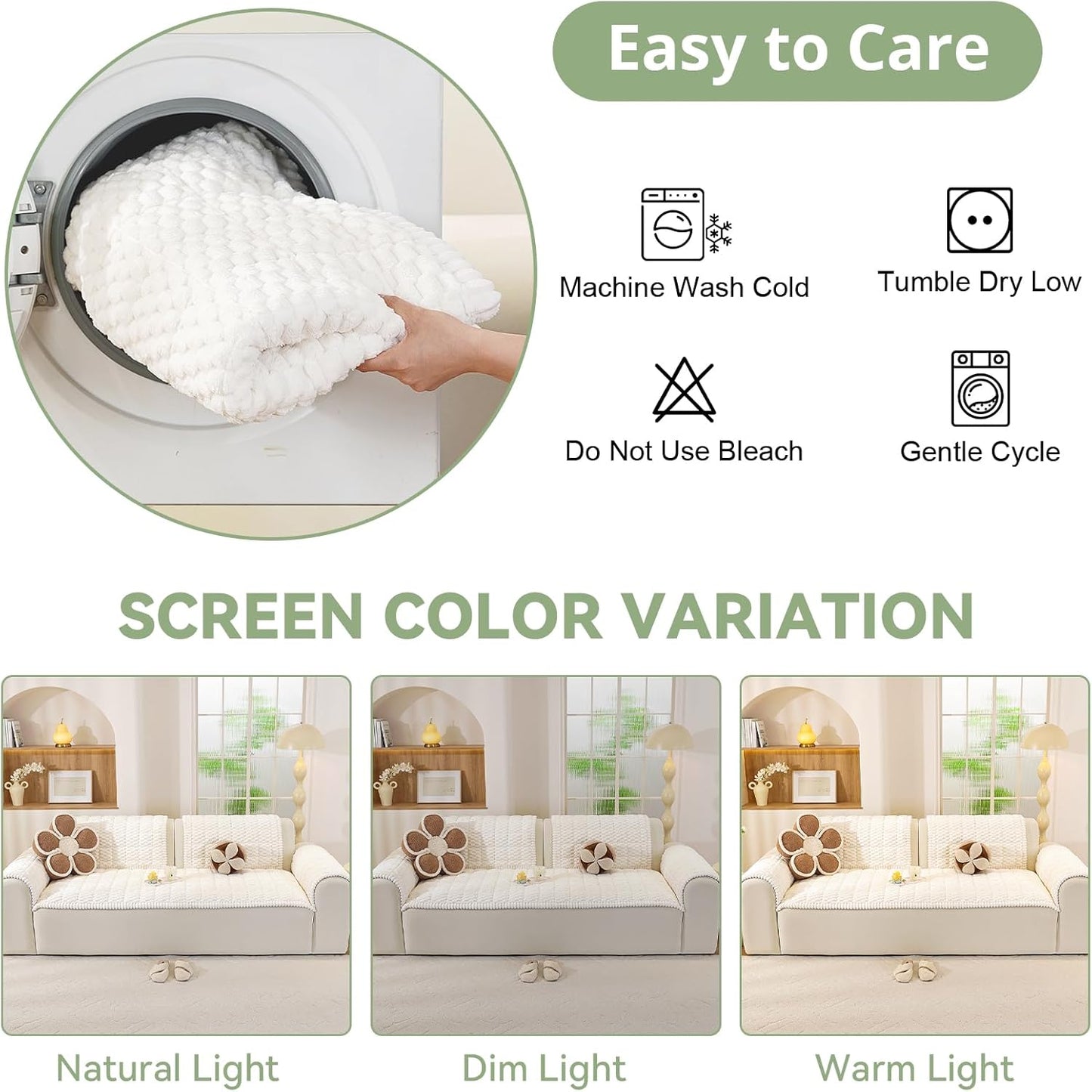 OstepDecor Couch Cover for Dogs, Washable Non Slip Sofa Cover for Pets, Soft Couch Covers for Sofa, Loveseat and Sectional, Furniture Protector Against Pet Hair & Scratches (27.6" x 27.6", Khaki)