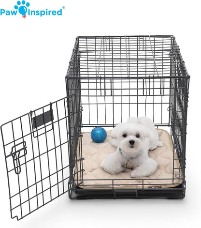 Paw Inspired Washable Padded Crate Mats for Dogs | 29” x 18” Pad, Fits 30-inch Kennels | Leakproof, Waterproof Bottom, Plush Pet Beds (Gray)