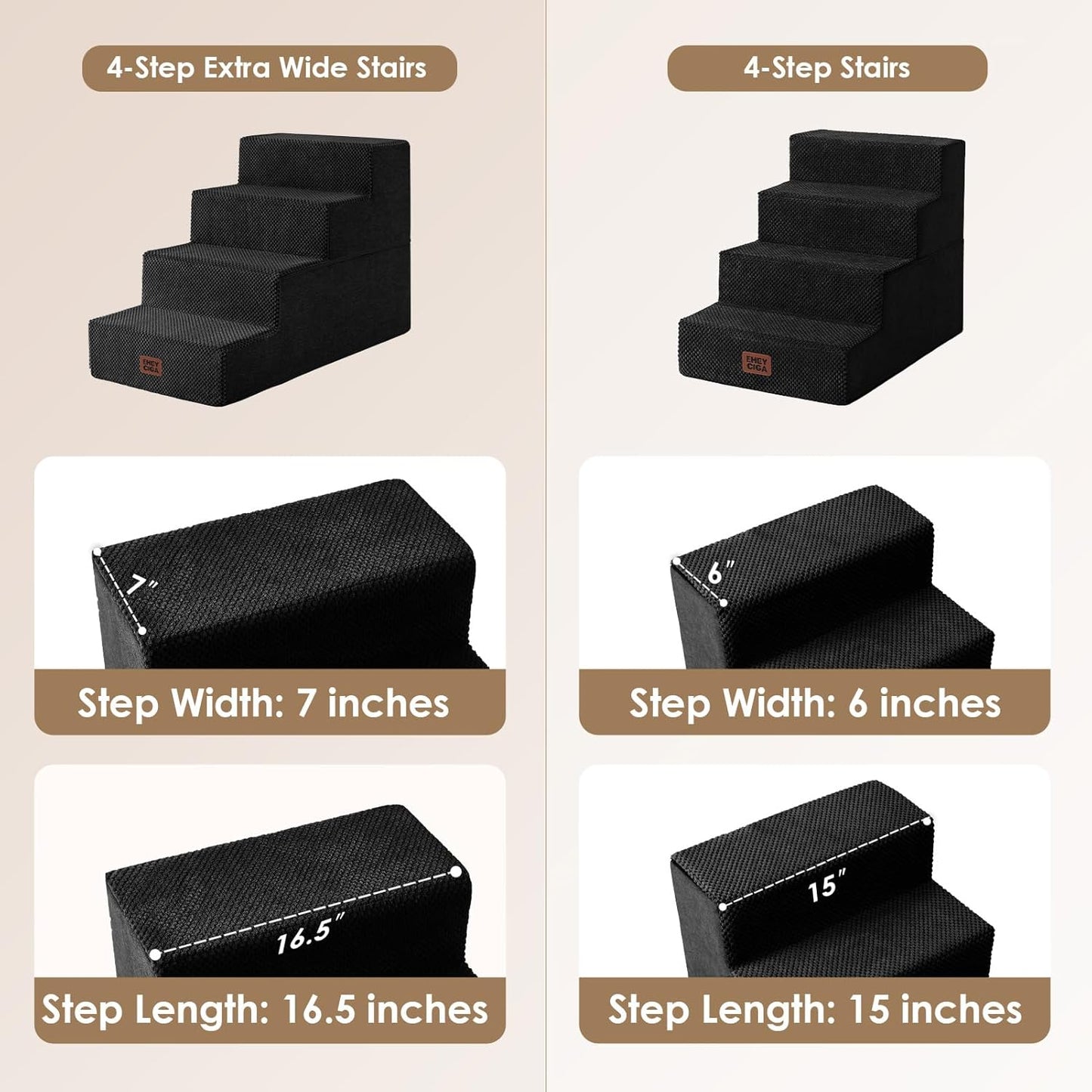 EHEYCIGA Dog Stairs for High Bed 22.5" H, 5-Step Dog Steps for Bed, Pet Steps for Small Dogs and Cats, Non-Slip Balanced Pet Ramp Indoor, Grey