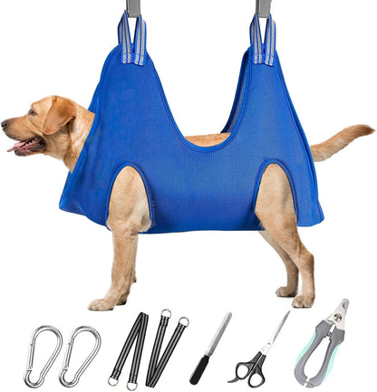 ATESON Pet Grooming Hammock with Nail Clippers/Nail Trimmers/Grooming Scissors, Dog Grooming Harness for Nail Trimming, Pet Grooming Sling Helper