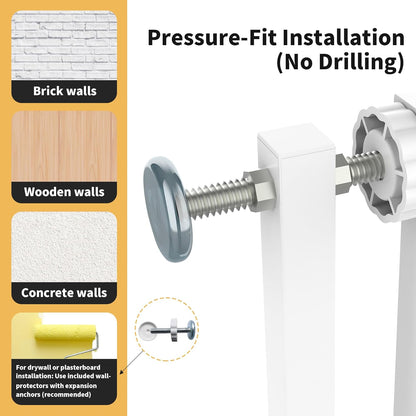 78.74" Extra Tall Cat Gate for Doorway, Wide Adjustable 27.56"-32.28" No Drilling Pet Proof Safety Door Gate, Pressure Mount Full Dog Barrier for Stairs Kitchen House-White