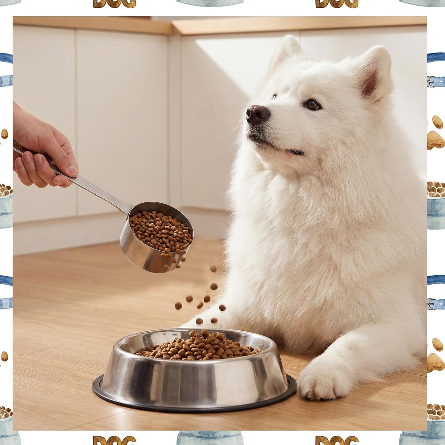 1 Cup Dog Food Scoop,Scoop for Dog Foods with 7.8'' Long Handle,Stainless Steel Dog Food Measuring Cups for Pet Foods,Easy to Clean (1CUP)