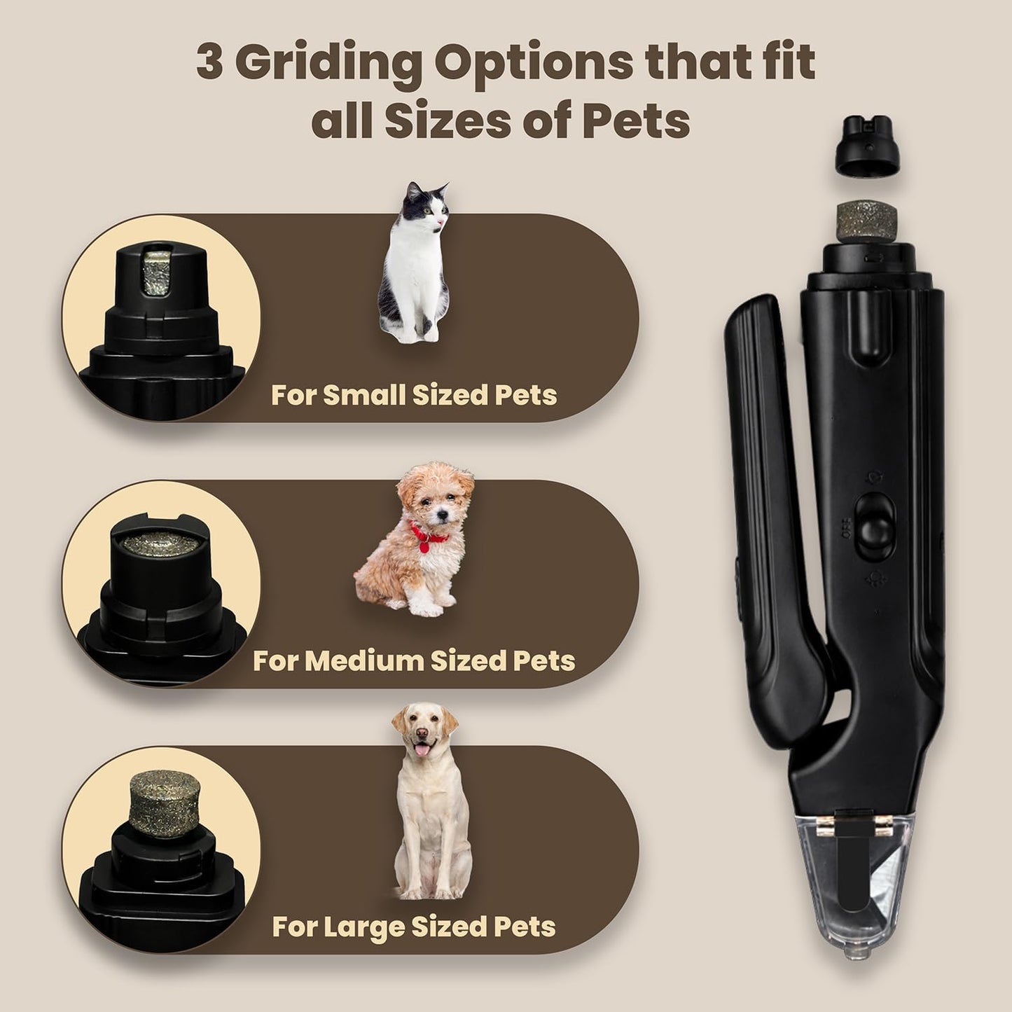 2-in-1 Dog Nail Clippers & Cat Nail Clipper with 2 LED Lights, USB Rechargeable with Safety Guard, Low Noise Grooming Tool for Small, Medium, and Large Dog & Cat Nail Trimmer(White)