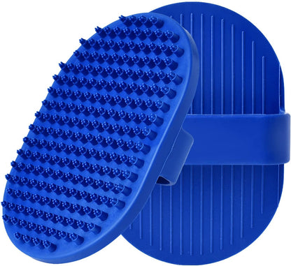Dog Grooming Brush, Pet Shampoo Bath Brush Shedding Soothing Massage Rubber Comb with Adjustable Ring Handle for Long Short Haired Dogs and Cats 2pcs