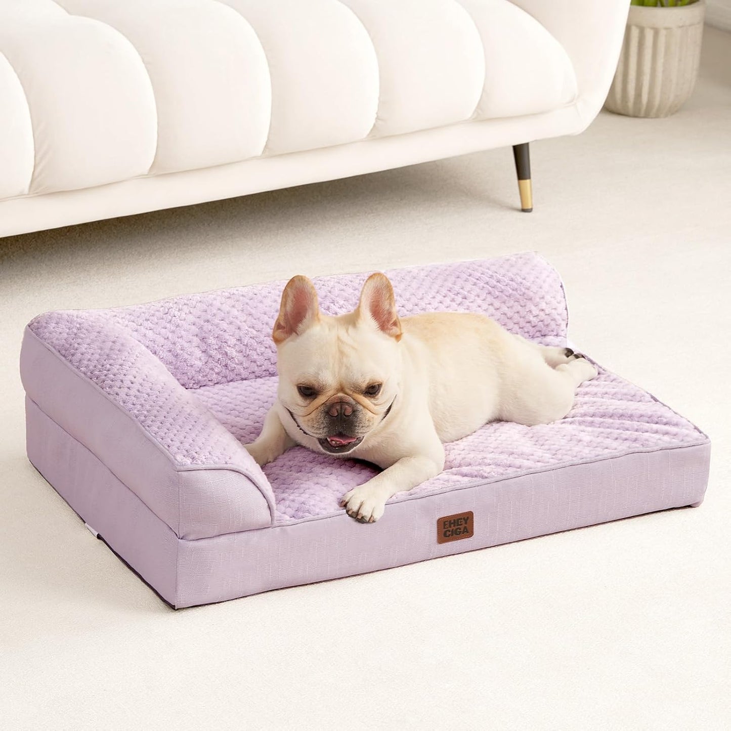 EHEYCIGA Orthopedic Dog Bed Medium Size Dogs, Memory Foam Dog Bed with Washable Removable Cover, Waterproof Pet Sofa Couch for Crate with Nonskid Bottom, 30x20x6, Grey