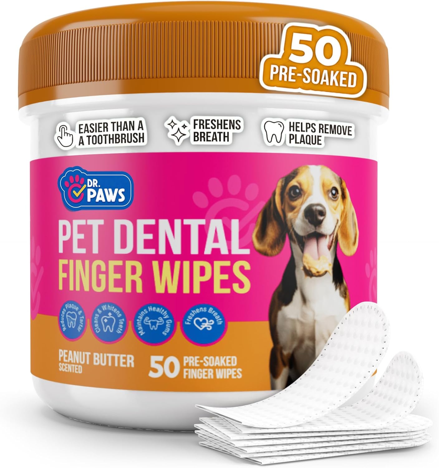 Pet Dental Finger Wipes - Natural Ingredients, Easy to Use Dog Teeth Cleaning Wipes for Effective Dog Teeth Cleaning - Ideal Dog Dental Wipes for Optimal Oral Hygiene