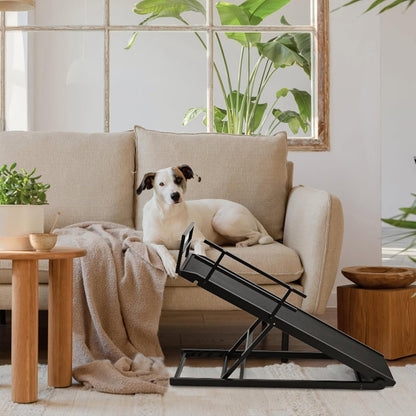 Dog Ramp for Couch, 5-Level Adjustable Wooden Pet Ramp for Bed & SUV, Adjustable Height 15.7"-23.6",Folding Non Slip Dog Ramps for Small Large Senior Dogs & Cats - Furniture Quality