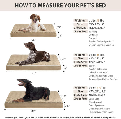 WNPETHOME Orthopedic Waterproof Extra Large Dogs Bed with Removable Washable Cover, Multi-Needle Quilting XL Crate Bed for Large Sized Dog, Light Grey