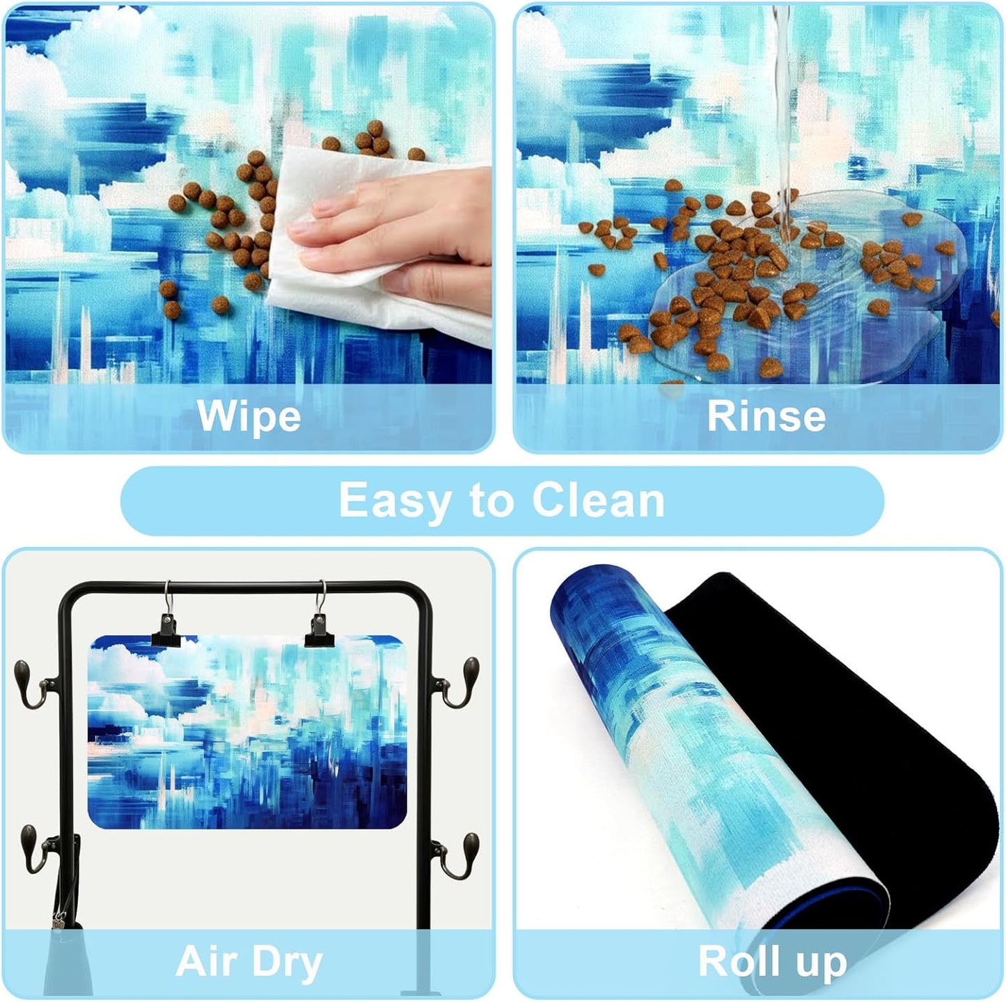 Dog Food Mats for Floors Waterproof Mat for Cat Food and Water Bowls - Absorbent Quick Dry Non Slip Mat for Pet Feeding