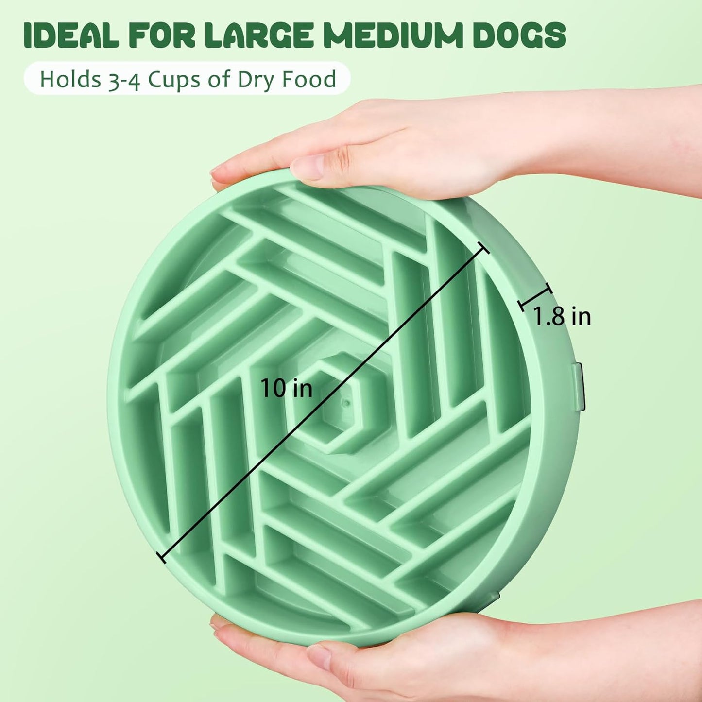 WHIPPY Slow Feeder Dog Bowl, Puzzle Maze Design to Slow Down Eating, 3-Cup Capacity, Anti-Gulping Food Bowl for Medium & Large Dogs,Black