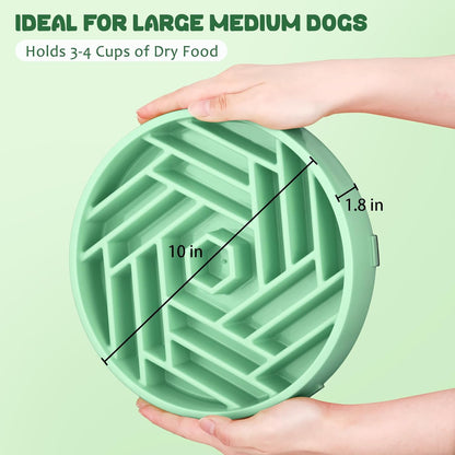 WHIPPY Slow Feeder Dog Bowl, Puzzle Maze Design to Slow Down Eating, 3-Cup Capacity, Anti-Gulping Food Bowl for Medium & Large Dogs,Black