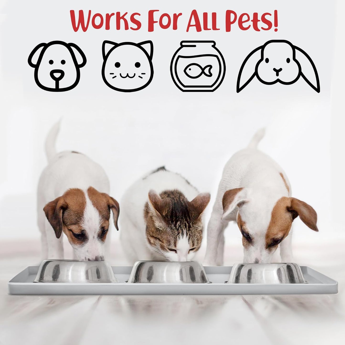 DogBuddy Dog Food Mat – Waterproof Dog Bowl Mat for Food and Water, Silicone Pet Feeding Mats for Floors, Non-Slip Placemat with High Edges for Dogs Bowls, Puppy Essentials (L: 24" x 16", Shadow)