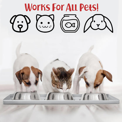 DogBuddy Dog Food Mat – Waterproof Dog Bowl Mat for Food and Water, Silicone Pet Feeding Mats for Floors, Non-Slip Placemat with High Edges for Dogs Bowls, Puppy Essentials (L: 24" x 16", Shadow)