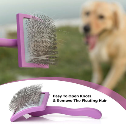 Slicker Brush for Dogs - Detangling Dog Brushes for Grooming with Soft Bristles & long Pins - Professional Cat Deshedding Tool to Removes Tangles & Dirt (large)