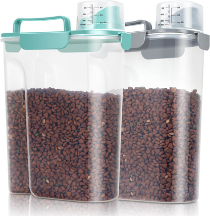 TBMax Dog Food Storage Container 5-7 lbs, Airtight Cat Food Container with Larger Spout & Measuring Cup, Portable Pet Food Storage Dispenser for Small Animal Kibble Storage, Bird Seed Container