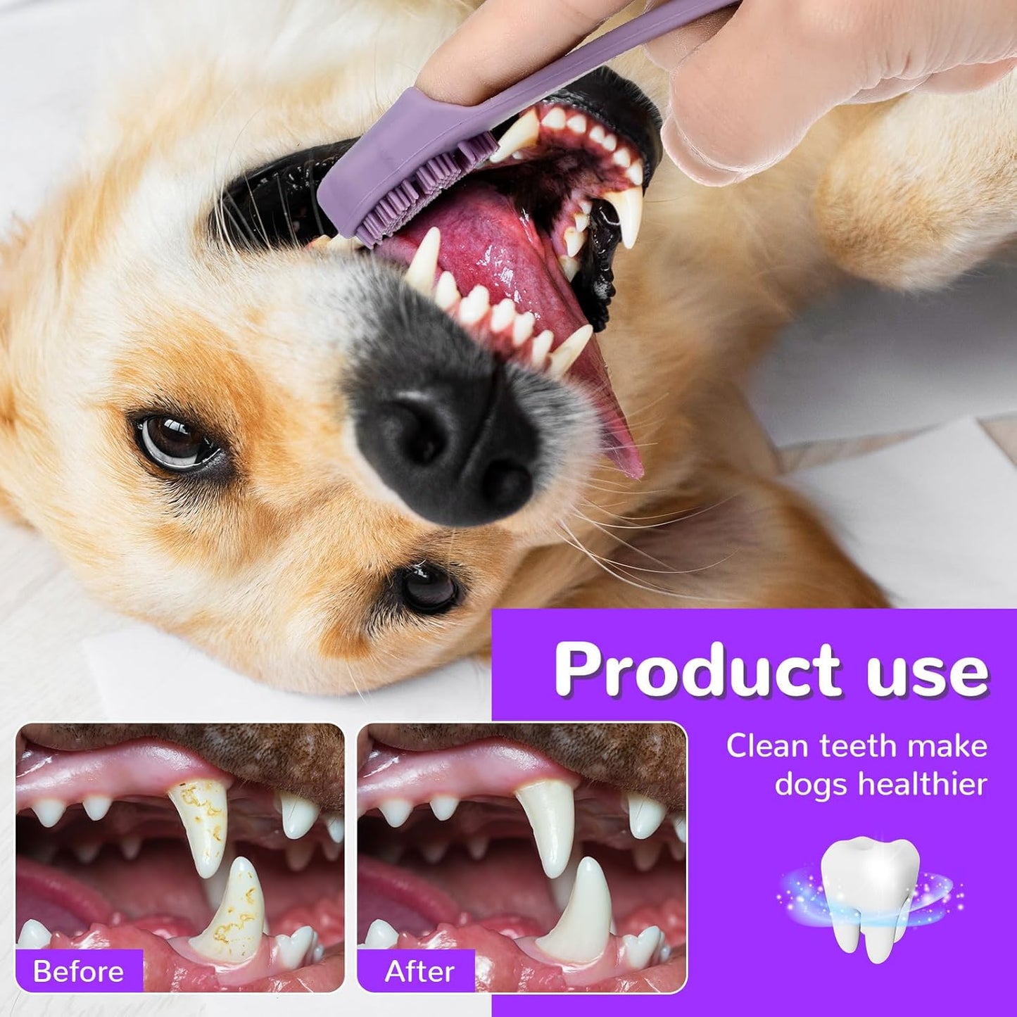 Qianyu 4 Pack Silicone Dog & Cat Finger Toothbrush Kit - Food Grade, Safe, Non-Toxic, Easy Teeth Cleaning, Prevents Bad Breath & Oral Inflammation