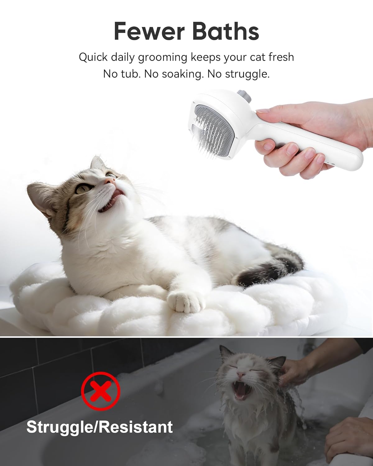 Pet Steam Brush Dog Cat 2026 New Grooming Comb for Shedding, Floating Hair, Smooth & Detangling, Gentle Cool Mist Softens Hair Reduces Static Helps Pets Who Dislike Bathing,Includes Waterless Shampoo