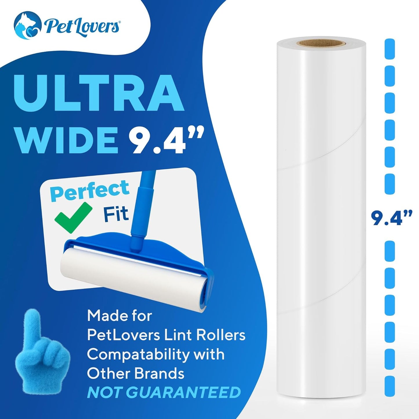 PetLovers Extra Sticky Lint Roller Mega Value Set 600 Sheets for Pet Hair Removal, Dog and Cat Lint Remover 6 Pack
