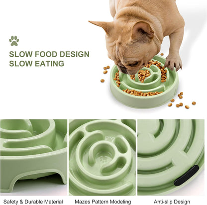 Ceramic Slow Feeder Dog Bowls with Anti-Slip, Slow Feeder & Non-Slip Design, Boredom and Anxiety Reducer, Suitable for All Breed Dogs and Cat (Ceramic-White)