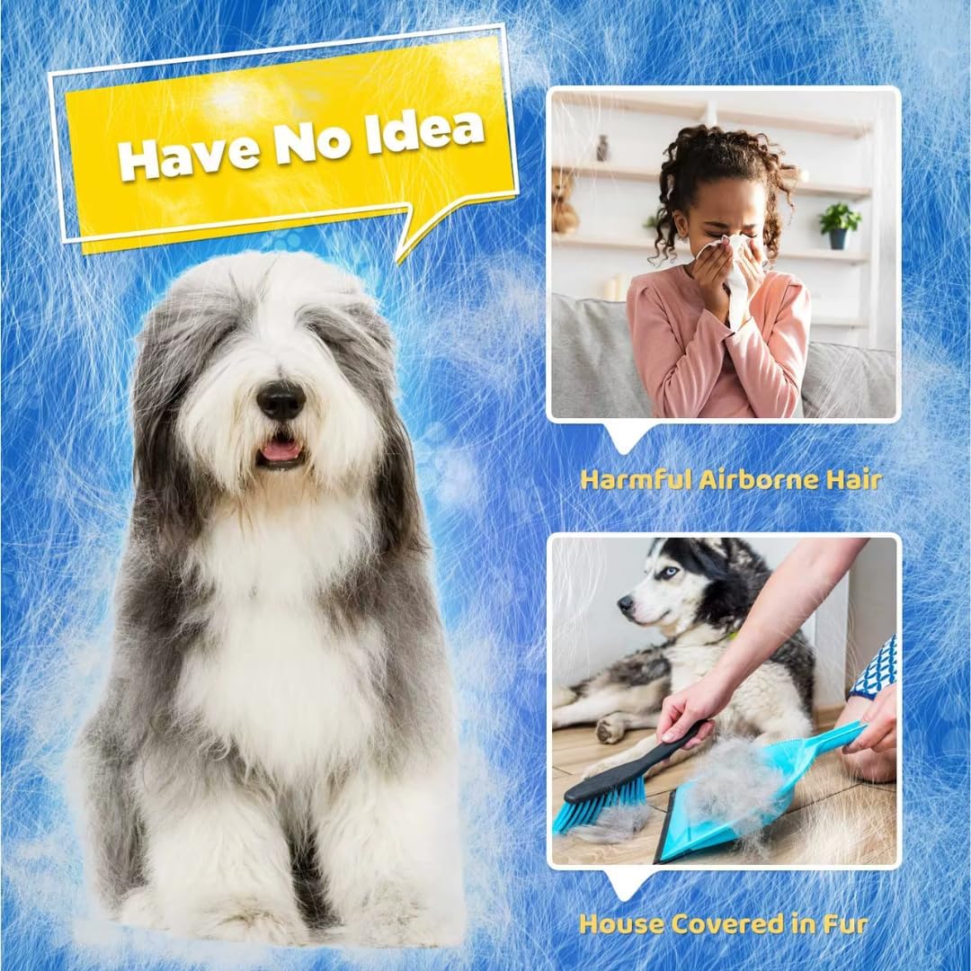 Silicone Pet Grooming Glove – 5-Finger Deshedding & Massage Mitt for Dogs & Cats – Wet & Dry Hair Removal Glove with Adjustable Strap (Right Hand), Blue