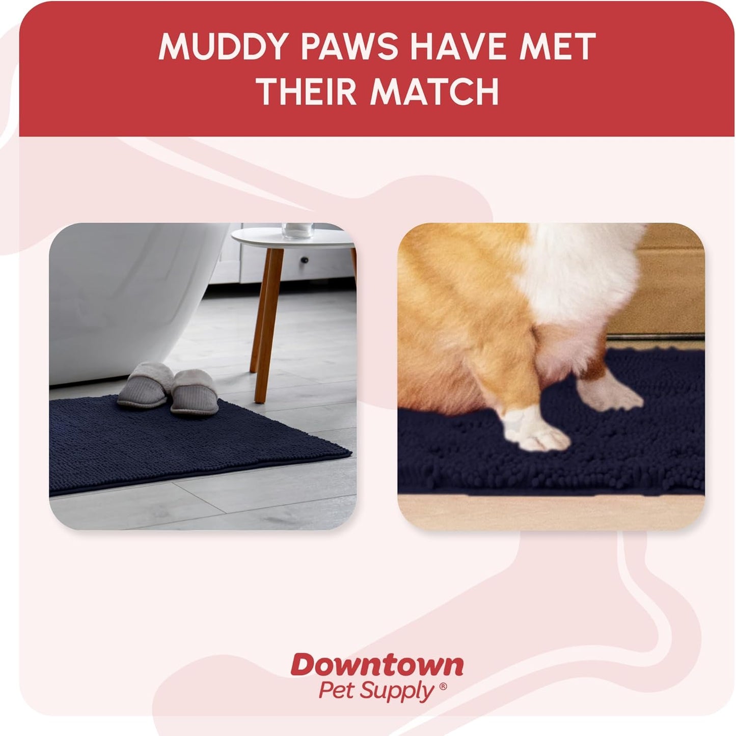 My Doggy Place Dog Mud Mat, 36"x26" Ash – Thick Microfiber Entry Rug for Snow, Mud & Salt – Absorbent, Quick-Dry, Washer-Safe & Non-Slip, Large