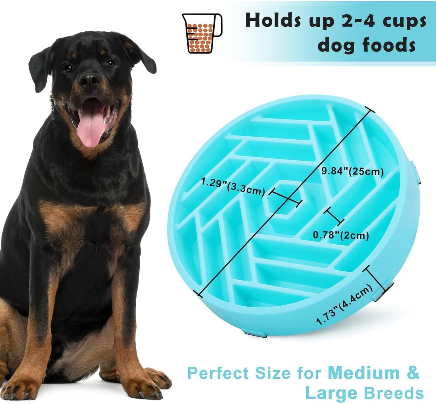 TOBYTO Slow Feeder Dog Bowls Large Medium Breed,Anti-Choking Slow Eating Dog Food Bowl,Non Slip Pet Slower Food Feeding Bowls Large Puzzle Slow Feeder Bloat Stop Maze Dog Dishes,Black