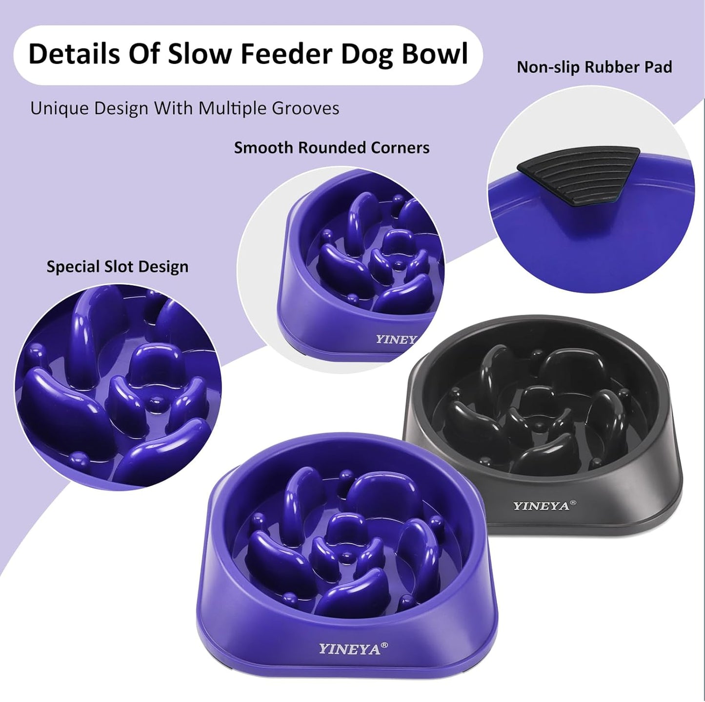 YINEYA Slow Feeder Dog Bowls, Pet Supplies that Slow Down Eating, Pet Food Bowls, Maze Dog Puzzle Feeder for Medium Breed