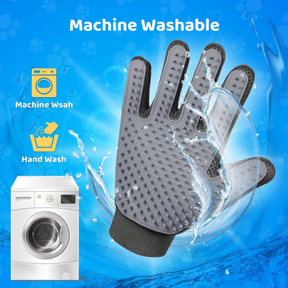 Upgrade Efficient Pet Hair Remover Gloves - Gentle Shedding Brushes for Dogs, Cats & Horses with Long and Short Hair - 1 Pair (Blue)