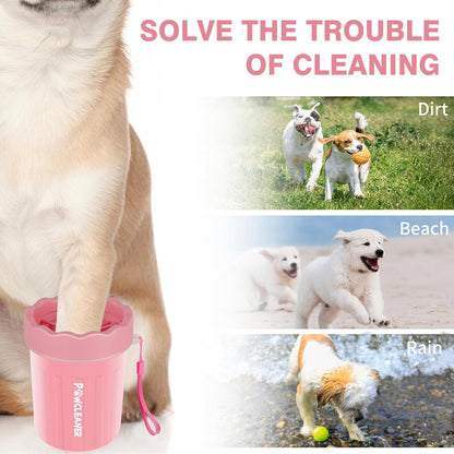 Professional 7 in 1 Dog Paw Cleaner for Dogs & Cats - Includes 1 Portable Paw Washer, 1 Bath Brush, 2 Dog Toothbrushes and 3 Absorbent Towels Note: Fits Paws up to 2 Inches Wide (Small, Blue)