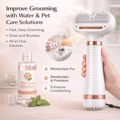 All-in-One Steam Pet Grooming Brush for Dogs & Cats, Soft Brushing with Drying & Deshedding, Calm Home Grooming Tool for Daily Use