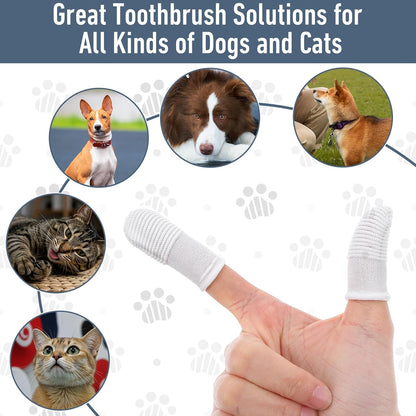 Kifmurase 200Pcs Dog Toothbrush, Soft Fabric Dog Finger Toothbrush, Tooth Brushing Kit for Dogs & Cats, Washable Pet Tooth Brushing Set, Finger Brush for Dogs Teeth Cleaning& Dental Care