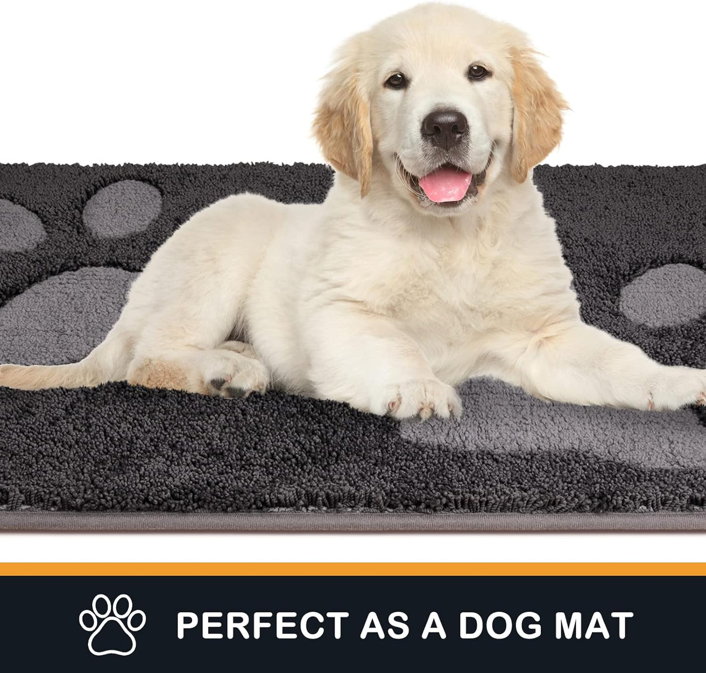 PURRUGS Dirt Trapping Door Mat 20" x 31.5", Non-Skid/Slip Machine Washable Microfiber Entryway Rug, Dog Doormat, Super Absorbent Welcome Mat for Muddy Wet Shoes and Paws, Grey