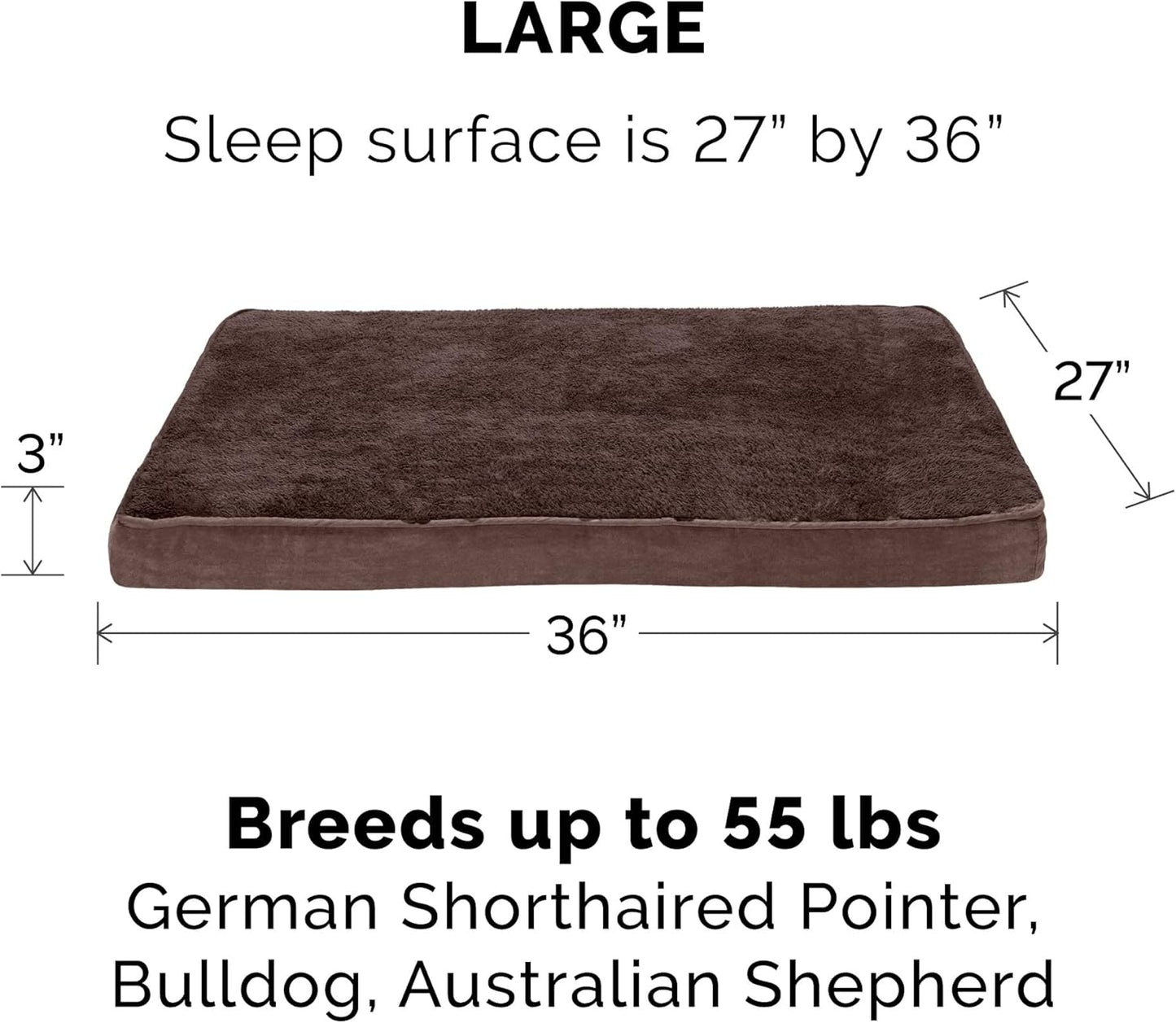 Furhaven Replacement Dog Bed Cover Ultra Plush Faux Fur & Suede Mattress, Machine Washable - Gray, Large