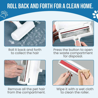 Pet Hair Remover Roller – Reusable Lint Roller for Dog & Cat Hair – No Batteries or Sticky Tape Needed – Works on Furniture, Couch, Carpet, Car Seats, Bedding & Rugs – Portable & Eco-Friendly (White)