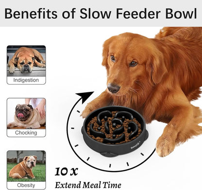 MateeyLife Slow Feeder Dog Bowls 2PCS, Anti-Choking Puzzle Dog Food Bowls, Anti-Slip Interactive Feeding Slow Down Eating, Bloat Stop Maze Dishes for Medium Breeds Pink&Purple
