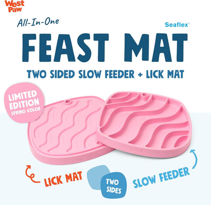 West Paw Seaflex Bubbles Feast Mat – All-in-One, Slow Feeder, Lick Mat – Encourages Foraging & Food Exploration - Engages Picky Eaters & Slow Feeding - Versatile – Easy to Clean, Non-Toxic - Tropic