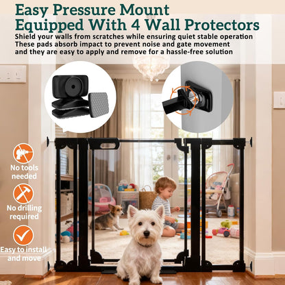 30.7" Tall Clear Acrylic Baby Gate 29.5"-47.2" Wide Pressure Mounted Clear Dog Gate Indoor - No Drill Auto Close, Walk Through Baby Gates for Stair & Doorways & Hallway