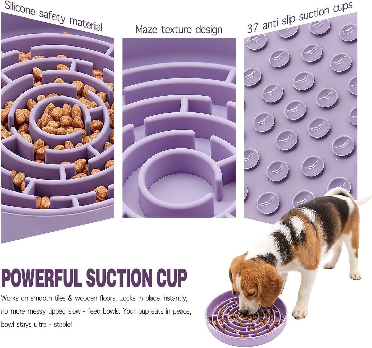 Silicone Slow Feeder Bowl, with Non-Slip Suction Cups, Anti-Choking, Puppy Puzzle Bowl, Slows Down Eating Speed, Relieves Anxiety, Suitable for S&M Sized Dogs and Cats(Green