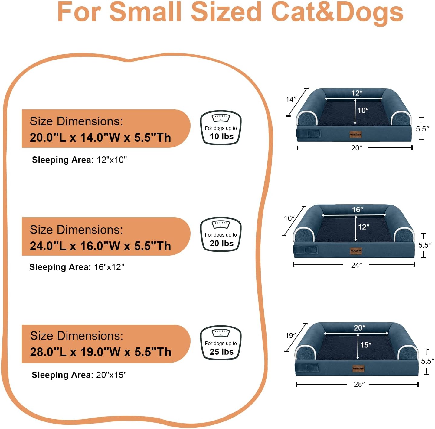 Large Dog Bed Orthopedic Washable: Beds Bolster XL Bed Large Big Dogs Memory Foam Couch Sofa Waterproof with Removable Cover