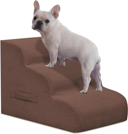 Mesa Lemon Dog Stairs & Steps for High Beds, 3 Steps High Density Foam Waterproof Dog Ramp for Small Dogs and Cats, Pet Stairs with Removable Washable Cover for Bed, Couch, Sofa and Car (H:16")