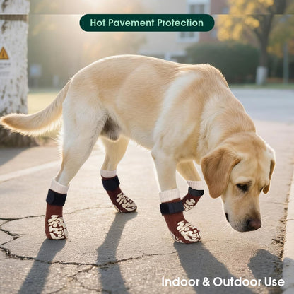 Kuoser Non-Slip Dog Socks, 2 Pairs Socks to Prevent Licking Paws, Paw Protectors for Hot Pavement, Hardwood Floors, Traction Control for Small, Medium, Large Dogs