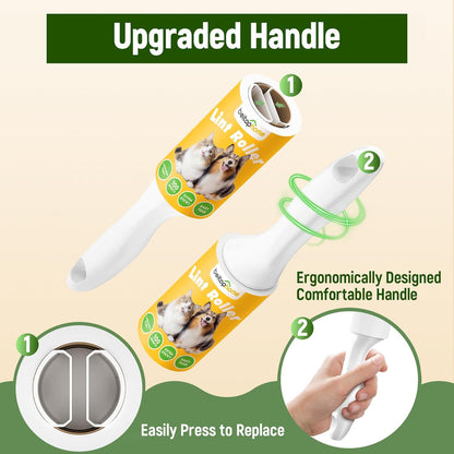 Lint Roller, 800-Sheet Extra Sticky Rollers for Pet Hair, 4 Handles, Value Pack for Dogs, Cats, Clothes, Carpet, Furniture