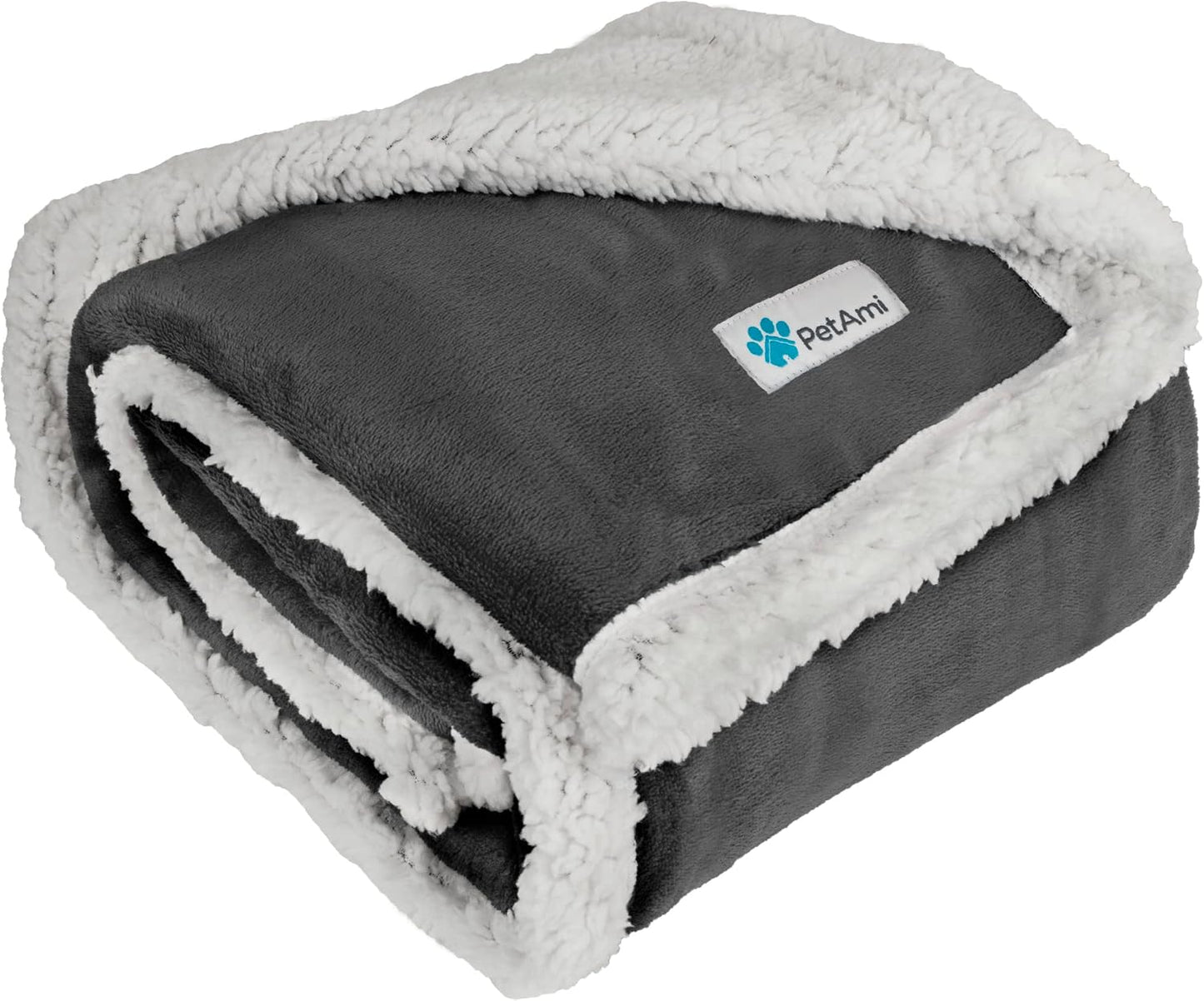 PetAmi Dog Blanket for Medium Large Dogs, Pet Bed Blanket Cat Puppy Kitten, Fleece Furniture Couch Cover Protector Sofa Car, Soft Sherpa Dog Throw Plush Reversible Washable, 40x60 Plaid Dark Gray