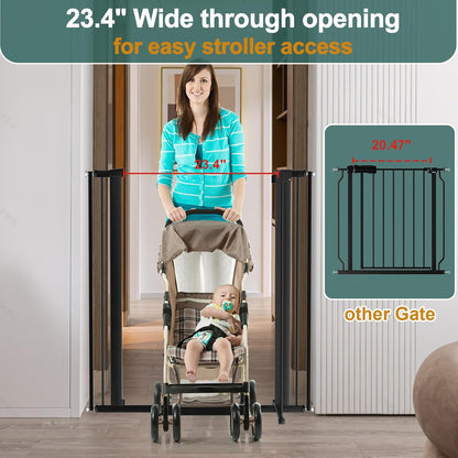 AiWMGL 40.55" Tall, 53.74-61.61 Inch Wide, 1.37" Ultra Narrow Spacing Dog Pet Baby Gate Indoor for Doorway Hallway, Pressure Mounted 54 55 56 57 58 59 60 61 Inches Wide