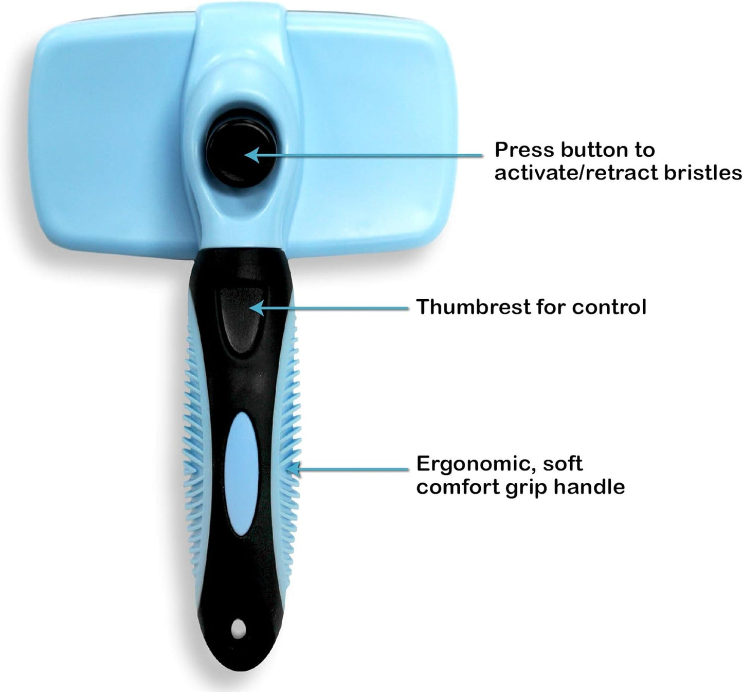 Pets First Self-Cleaning Slicker Brush for Dogs and Cats - Retractable Design for Quick Pet Fur Removal, Fine Bristles to Detangle and Massage